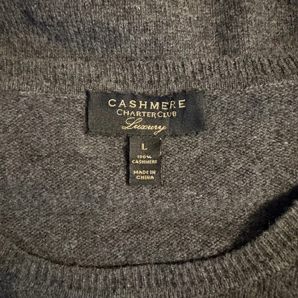 100%‎ Cashmere Charter Club Luxury Crewneck Sweater Charcoal Gray Large